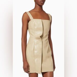 NANUSHKA Inara Vegan Leather Peplum Trim Dress In Neutral Size XS